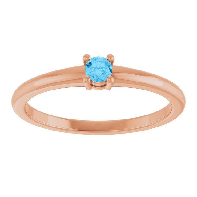 14K Gold Round Natural Swiss Blue Topaz Solitaire Ring - Rose Gold - view 8