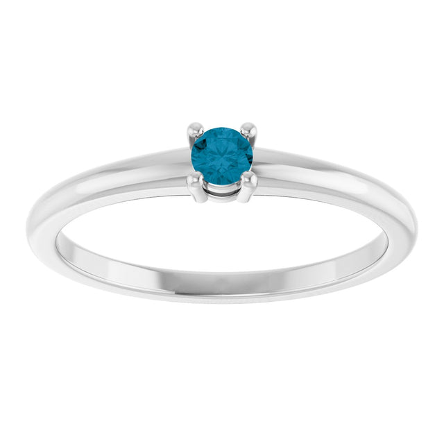 Platinum Round Natural London Blue Topaz Solitaire Ring - view 8
