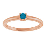 14K Gold Round Natural London Blue Topaz Solitaire Ring - Rose Gold - view 8