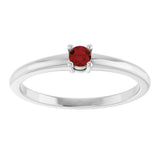 Platinum Round Natural Mozambique Garnet Solitaire Ring - view 8