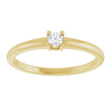 14K Gold Round Natural White Sapphire Solitaire Ring - Yellow Gold - view 8