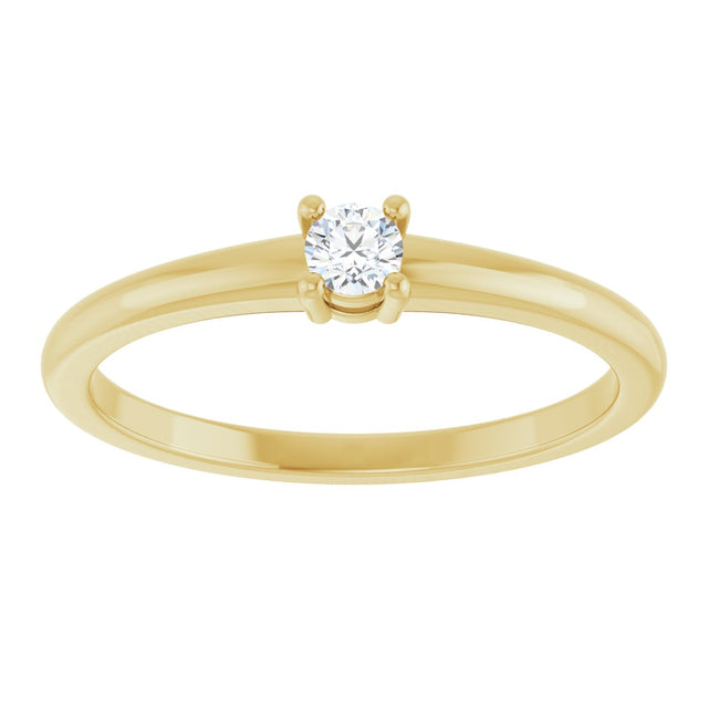 14K Gold Round Natural White Sapphire Solitaire Ring - Yellow Gold - view 8