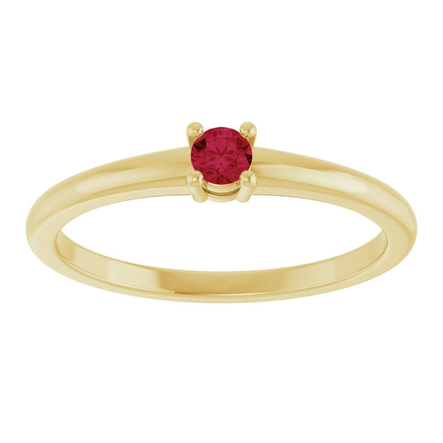 14K Gold Round Natural Ruby Solitaire Ring - Yellow Gold - view 8