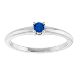 14K Gold Round Natural Blue Sapphire Solitaire Ring - White Gold - view 8