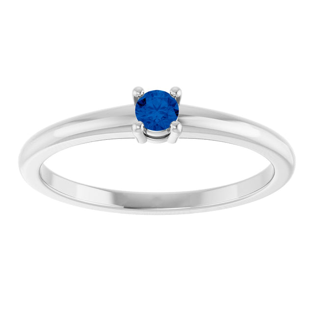 14K Gold Round Natural Blue Sapphire Solitaire Ring - White Gold - view 8