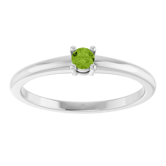 Platinum Round Natural Peridot Solitaire Ring - view 8