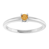 14K Gold Round Natural Citrine Solitaire Ring - White Gold - view 8