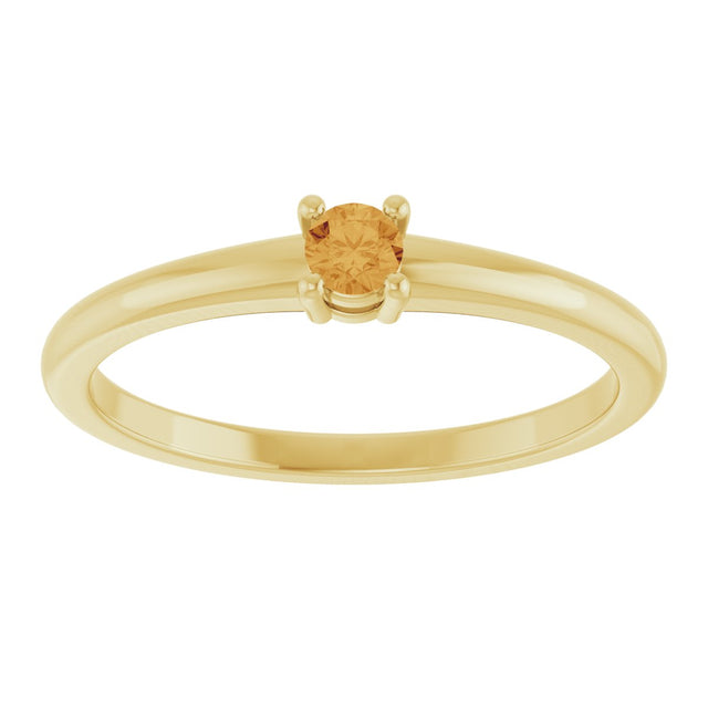 14K Gold Round Natural Citrine Solitaire Ring - Yellow Gold - view 8