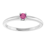 Platinum Round Natural Pink Tourmaline Solitaire Ring - view 8