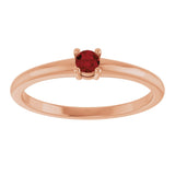 14K Gold Round Natural Mozambique Garnet Solitaire Ring - Rose Gold - view 8