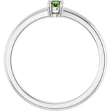Platinum Round Natural Green Sapphire Solitaire Ring - view 7