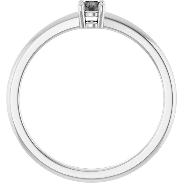 14K Gold Round Natural Gray Spinel Solitaire Ring - White Gold - view 7