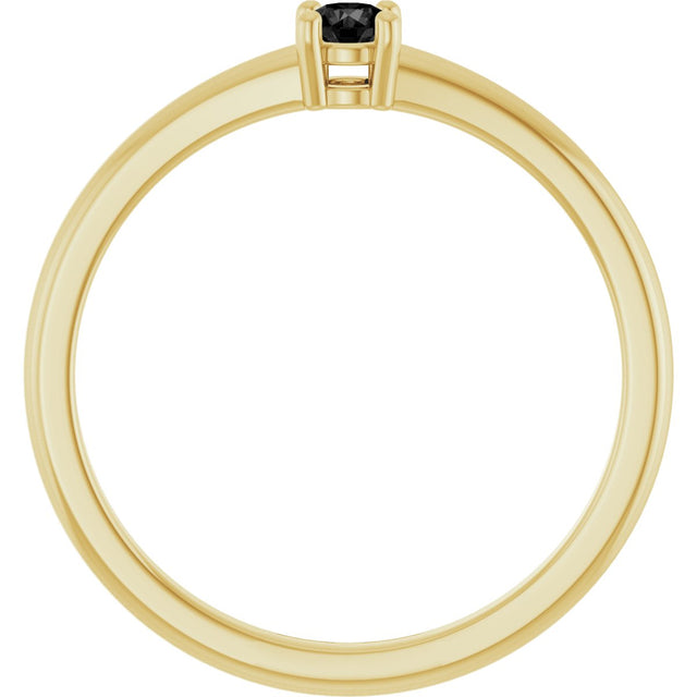 14K Gold Round Natural Black Onyx Solitaire Ring - Yellow Gold - view 7