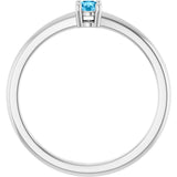 Platinum Round Natural Swiss Blue Topaz Solitaire Ring - view 7