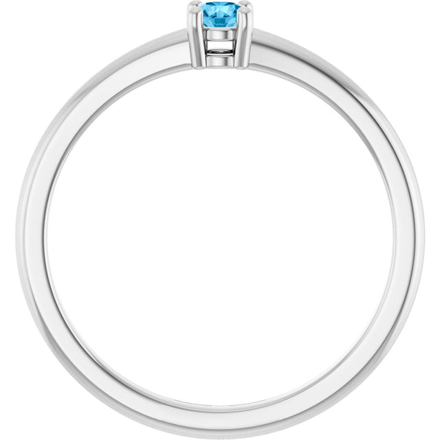 Platinum Round Natural Swiss Blue Topaz Solitaire Ring - view 7
