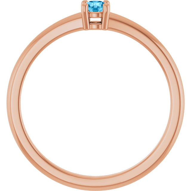 14K Gold Round Natural Swiss Blue Topaz Solitaire Ring - Rose Gold - view 7