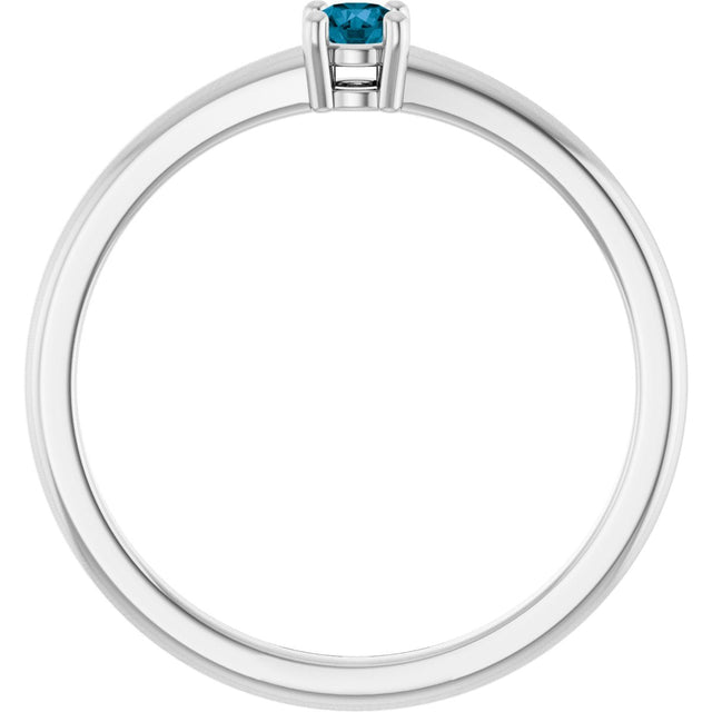 14K Gold Round Natural London Blue Topaz Solitaire Ring - White Gold - view 7