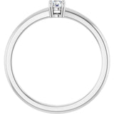 Platinum Round Natural White Sapphire Solitaire Ring - view 7
