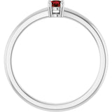 14K Gold Round Natural Mozambique Garnet Solitaire Ring - White Gold - view 7