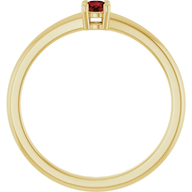 14K Gold Round Natural Mozambique Garnet Solitaire Ring - Yellow Gold - view 7