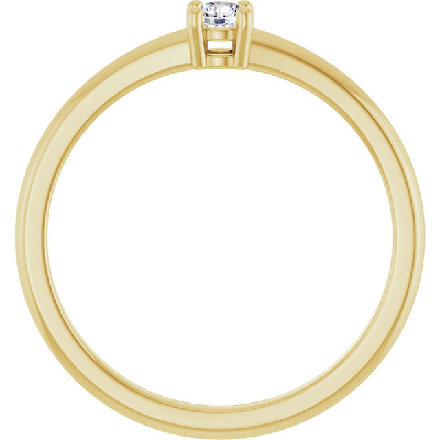 14K Gold Round Natural White Sapphire Solitaire Ring - Yellow Gold - view 7