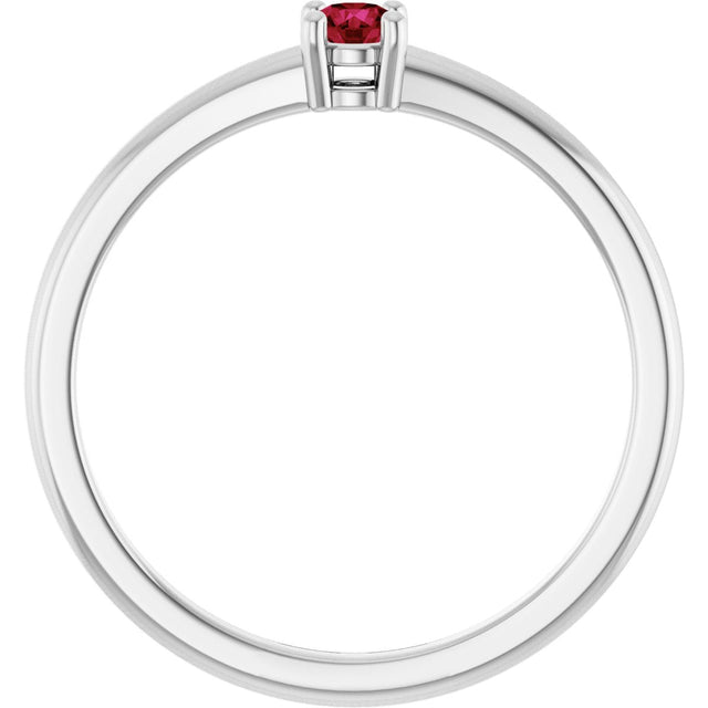 14K Gold Round Natural Ruby Solitaire Ring - White Gold - view 7