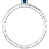 Platinum Round Natural Blue Sapphire Solitaire Ring - view 7