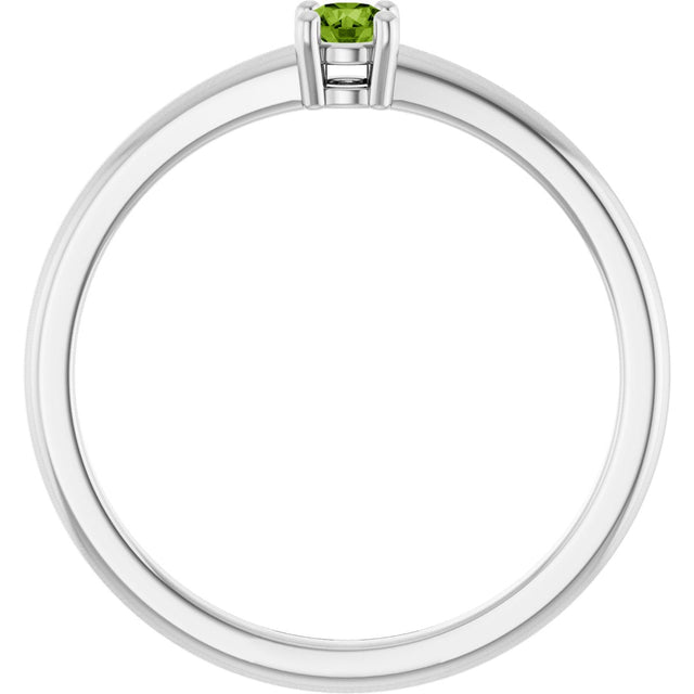 Platinum Round Natural Peridot Solitaire Ring - view 7
