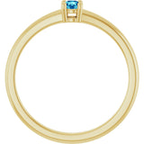 14K Gold Round Natural Blue Zircon Solitaire Ring - Yellow Gold - view 7