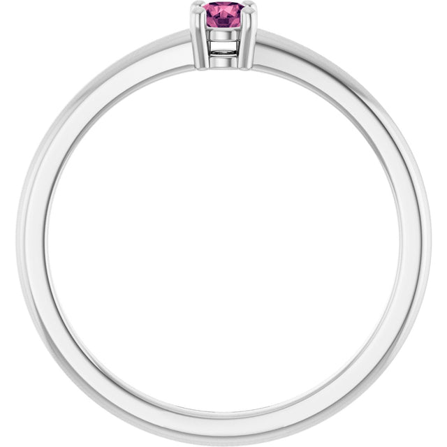 Platinum Round Natural Pink Tourmaline Solitaire Ring - view 7