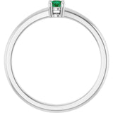 14K Gold Round Natural Emerald Solitaire Ring - White Gold - view 7
