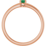 14K Gold Round Natural Emerald Solitaire Ring - Rose Gold - view 7