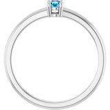 14K Gold Round Natural Aquamarine Solitaire Ring - White Gold - view 7
