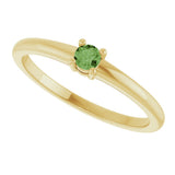14K Gold Round Natural Green Sapphire Solitaire Ring - Yellow Gold - view 10