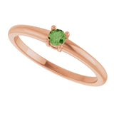 14K Gold Round Natural Green Sapphire Solitaire Ring - Rose Gold - view 10
