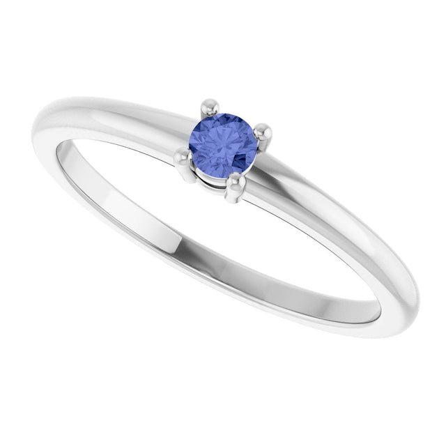 Platinum Round Natural Tanzanite Solitaire Ring - view 10
