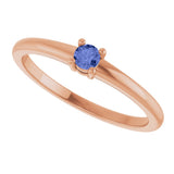 14K Gold Round Natural Tanzanite Solitaire Ring - Rose Gold - view 10