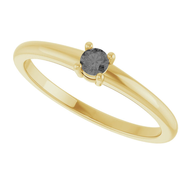 14K Gold Round Natural Gray Spinel Solitaire Ring - Yellow Gold - view 10