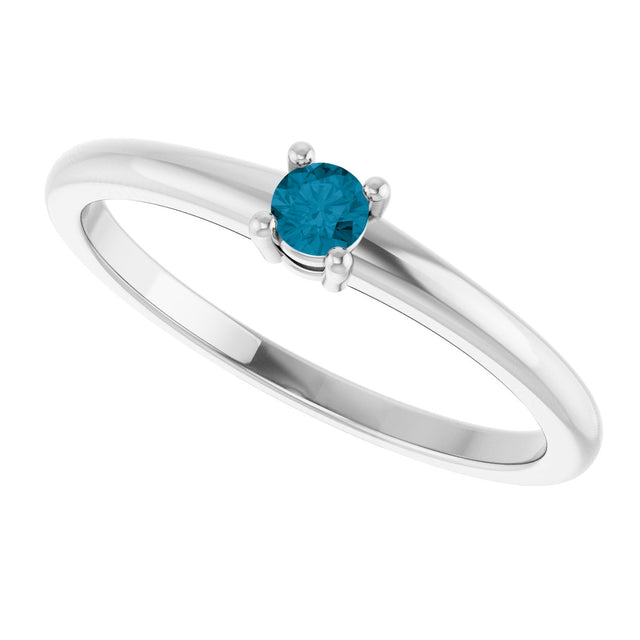 Platinum Round Natural London Blue Topaz Solitaire Ring - view 10