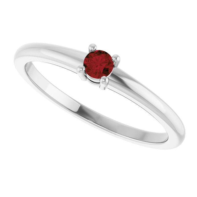 Platinum Round Natural Mozambique Garnet Solitaire Ring - view 10