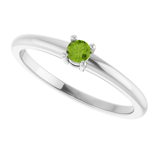 Platinum Round Natural Peridot Solitaire Ring - view 10