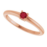 14K Gold Round Natural Ruby Solitaire Ring - Rose Gold - view 10