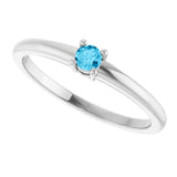 Platinum Round Natural Aquamarine Solitaire Ring - view 10