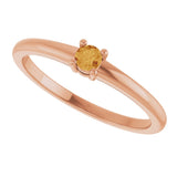 14K Gold Round Natural Citrine Solitaire Ring - Rose Gold - view 10