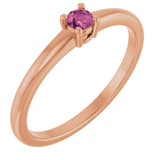 14K Gold Round Natural Pink Tourmaline Solitaire Ring - Rose Gold - view 6