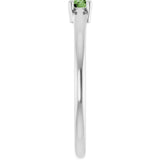 14K Gold Round Natural Green Sapphire Solitaire Ring - White Gold - view 9