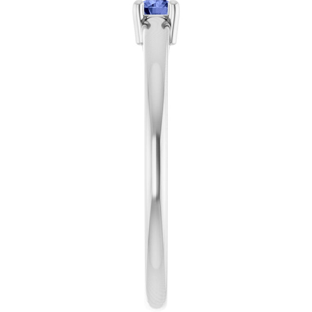 Platinum Round Natural Tanzanite Solitaire Ring - view 9