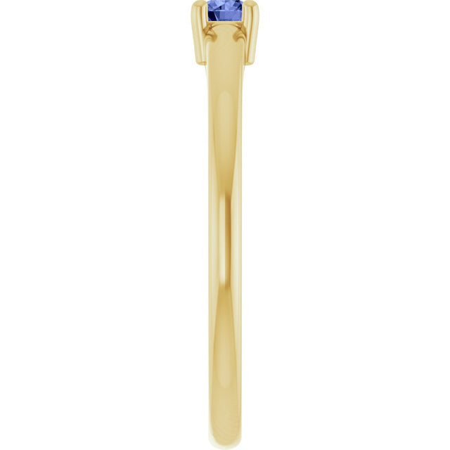 14K Gold Round Natural Tanzanite Solitaire Ring - Yellow Gold - view 9