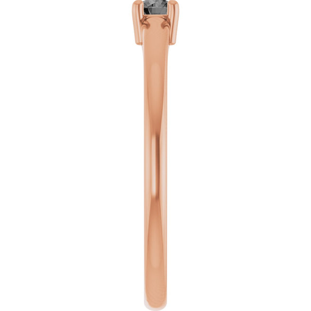 14K Gold Round Natural Gray Spinel Solitaire Ring - Rose Gold - view 9