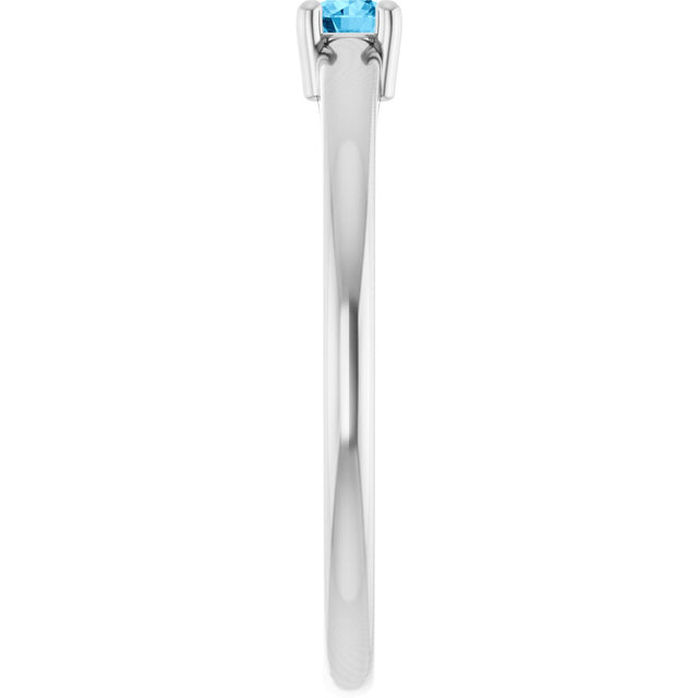 Platinum Round Natural Swiss Blue Topaz Solitaire Ring - view 9